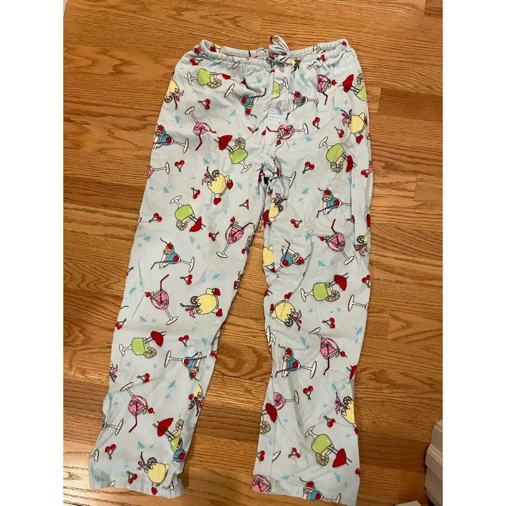Lemon & Soda margarita cocktail pajama pants blue small